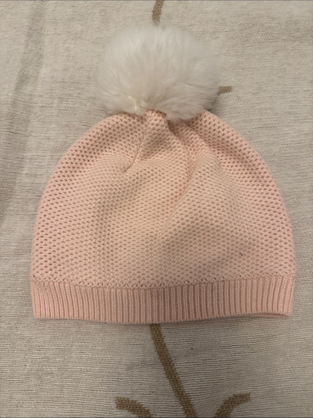 Janie and Jack Light Pink Knit Hat with White Pom